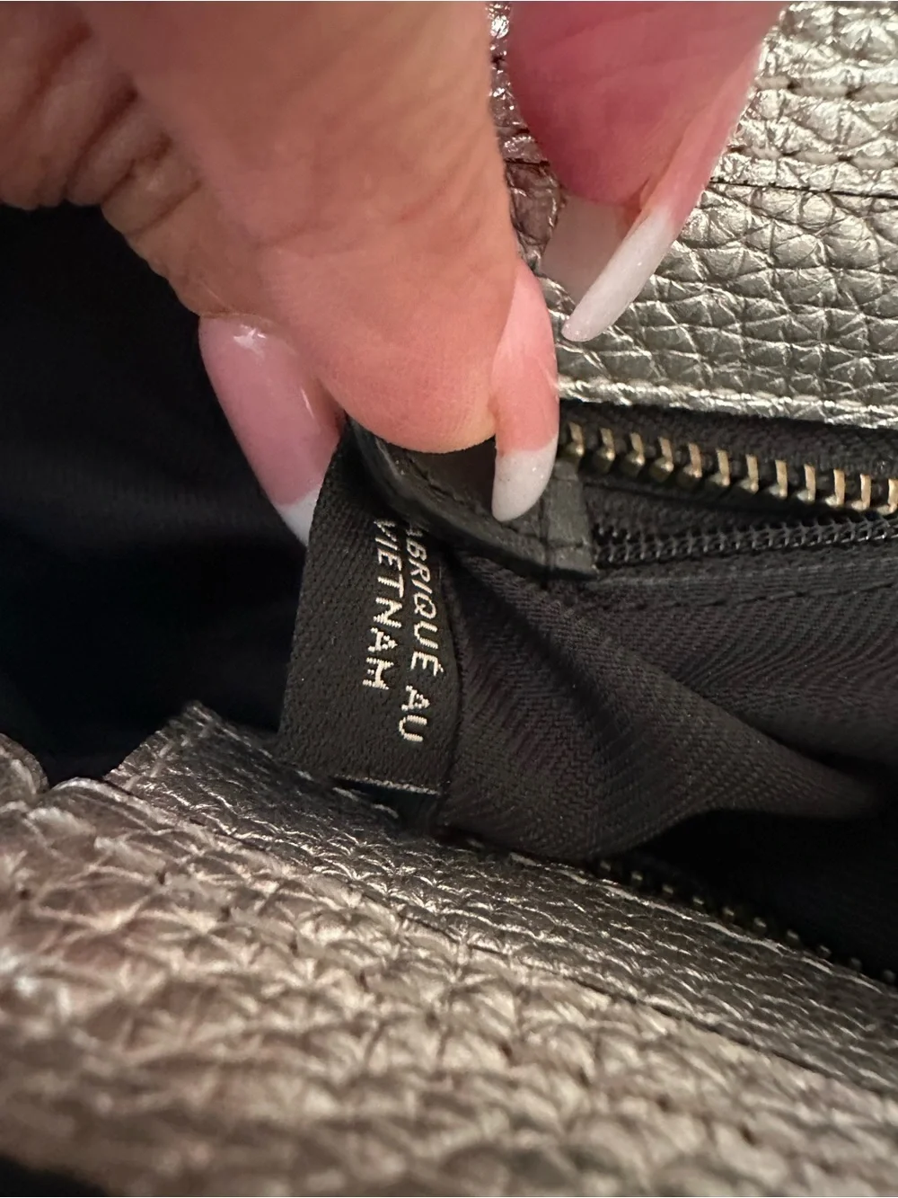 Coach Metallic Silver Leather Mini Swagger Satchel